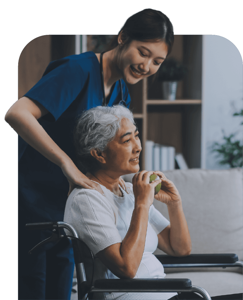 Healthcare professional with elderly patient