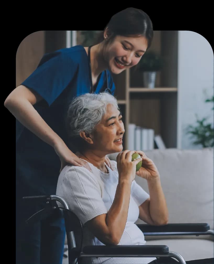 Healthcare professional with elderly patient
